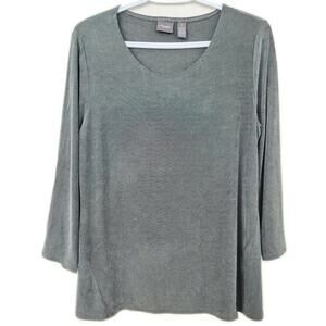 Travelers by Chicos Top Sz Med (1) Dark Green Tunic Comfy Wrinkle Free Long